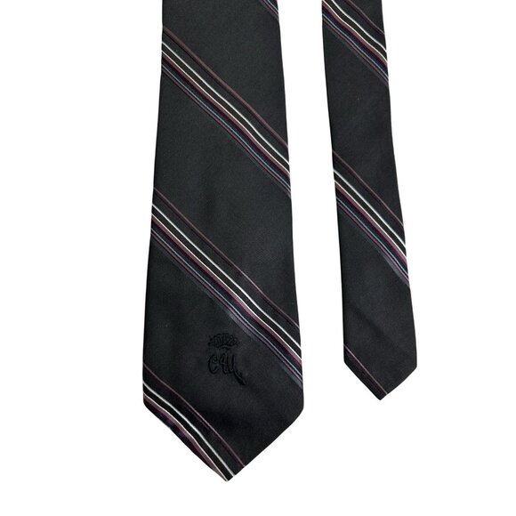 Vintage Christian Dior Tie 90s Black Red Blue Diagonal striped preppy - Picture 4 of 5